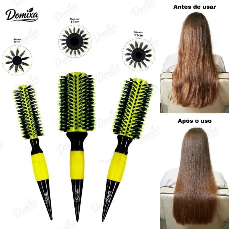 Kit 3 Escovas Profissionais De Cabelo Cerdas Javali e Nylon DO