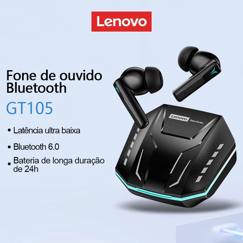 Lenovo GT105 Esports Fones De Ouvido Bluetooth Efeitos Sonoros surround Espacial Latência Ultrabaixa 6.0