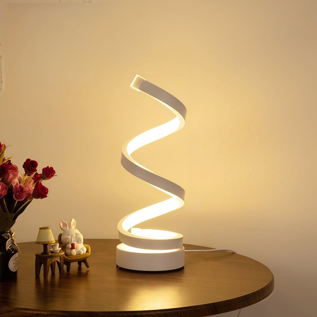 Candeeiro de mesa criativo de mesa com torção em espiral