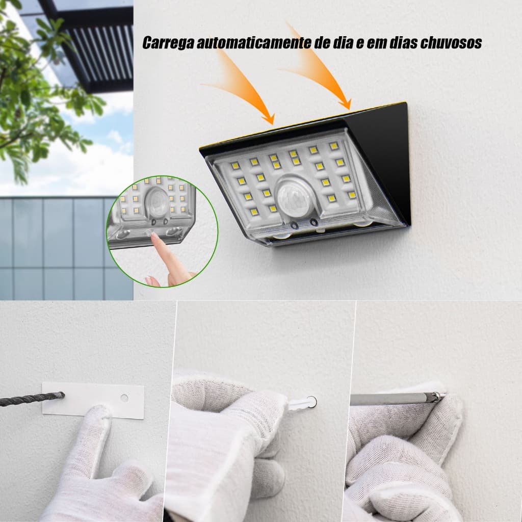 Instalação fácil de carregamento automático da luz Solar do jardim da luz da indução