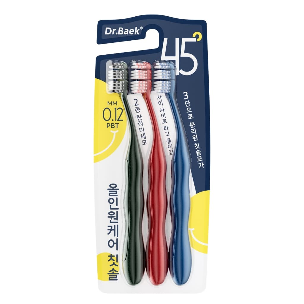 Dr. Baek® Escova de dentes para cuidados bucais de 45 graus para realizar a limpeza eficiente da partição e cuidados abr