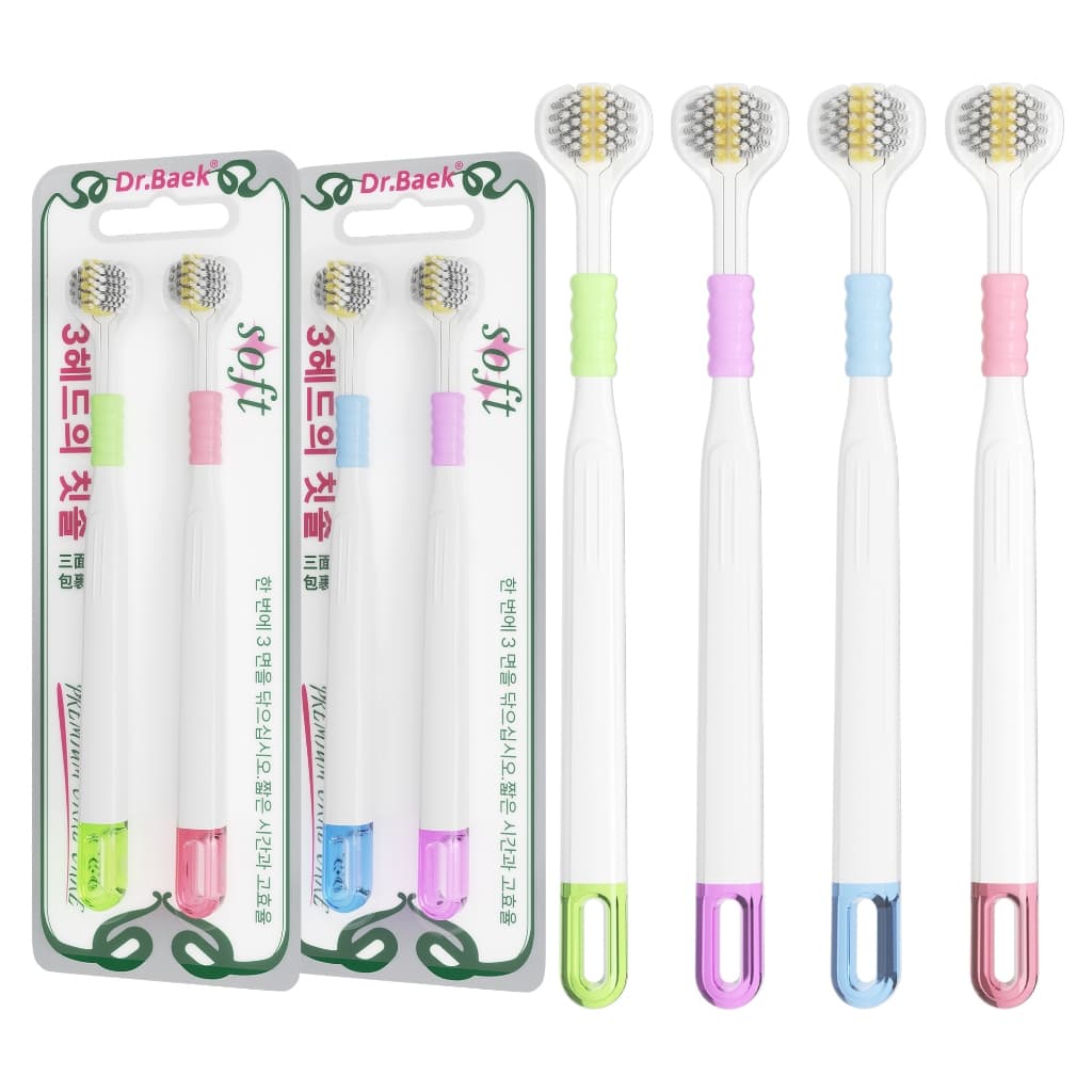 Dr. Escova de dentes de proteção de gengiva de três lados Baek 3D 2 unidades 58° Cabeça de escova de fechamento de abert