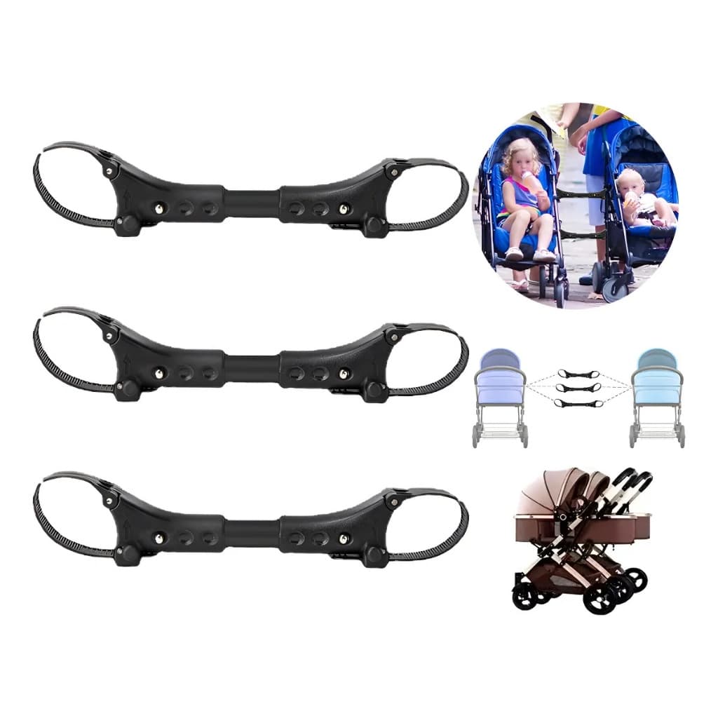 Kit 3 Peças Conector Duplo Para Carrinho De Bebê, Cor Preto