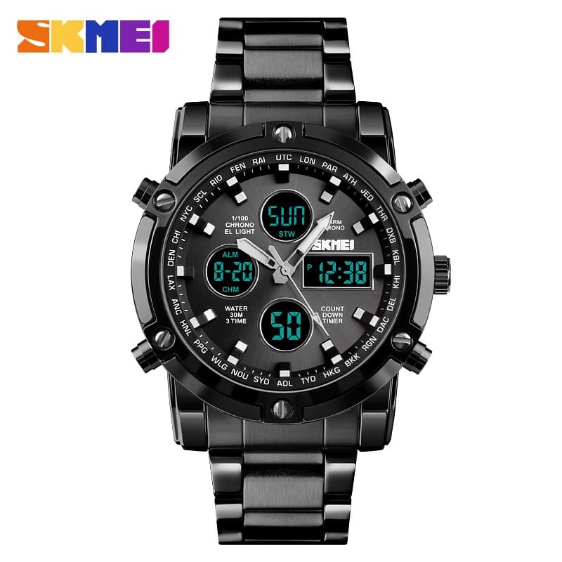 SKMEI Moda Masculina Esporte Lazer Relógio Data À Prova D 'Água Dual Display Eletrônico Digital Multi-função