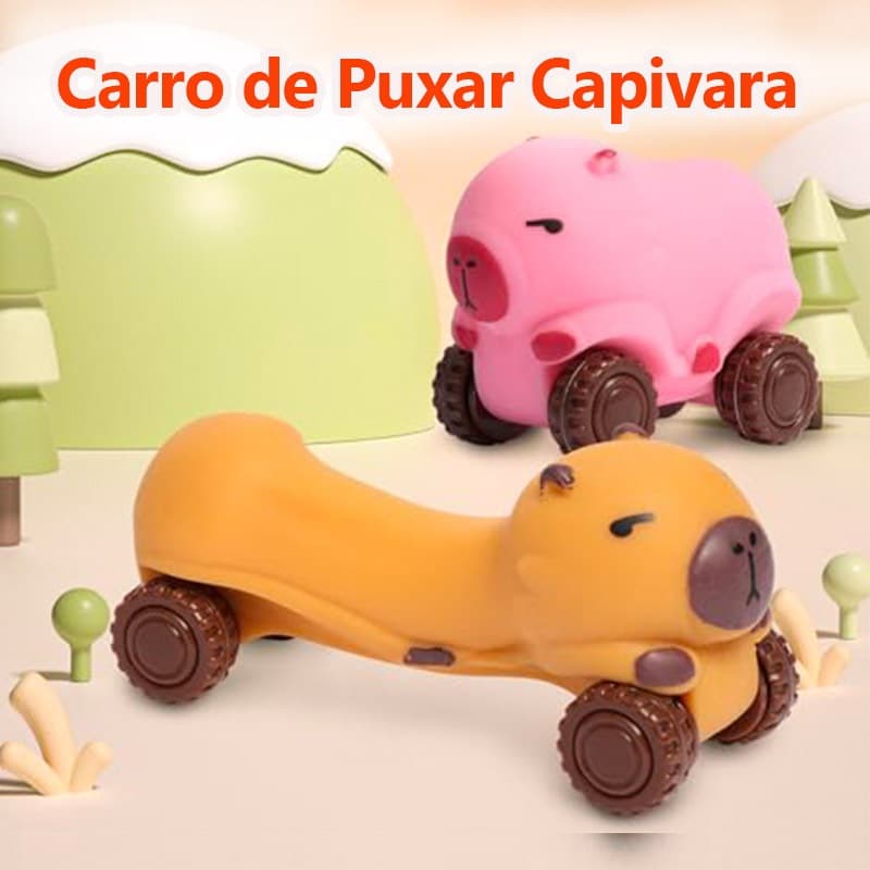Carro de Puxar para Trás Capivara Que Anda Capybara Carro Brinquedos Inerciais Infantis adultos-Squish Anti-Stress