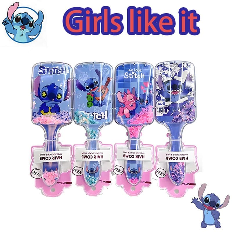 Stitch Ponto Escova De Cabelo Acolchoada Massageadora Antifrizz De Desenho Animado Ideal Para Desembaraçar