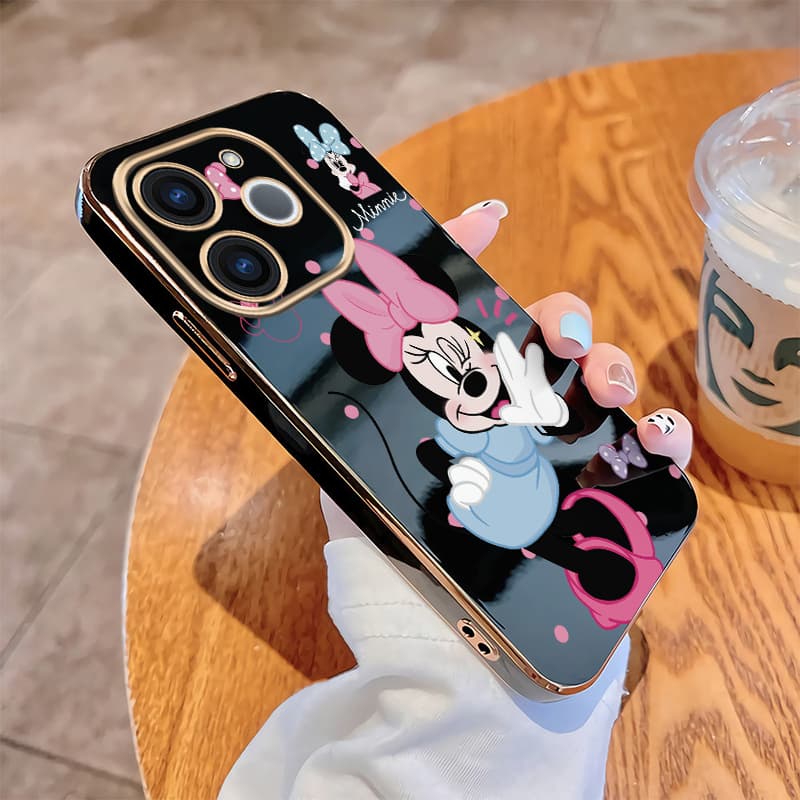 realme Note 70 70t 60 60x Note60x Capa Disney Minnie Móvel Fosca Fina Banhada Brilhante