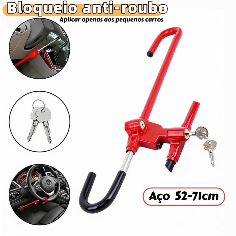 Trava Carneiro Antifurto Pedal E Volante De Aco Para Carro