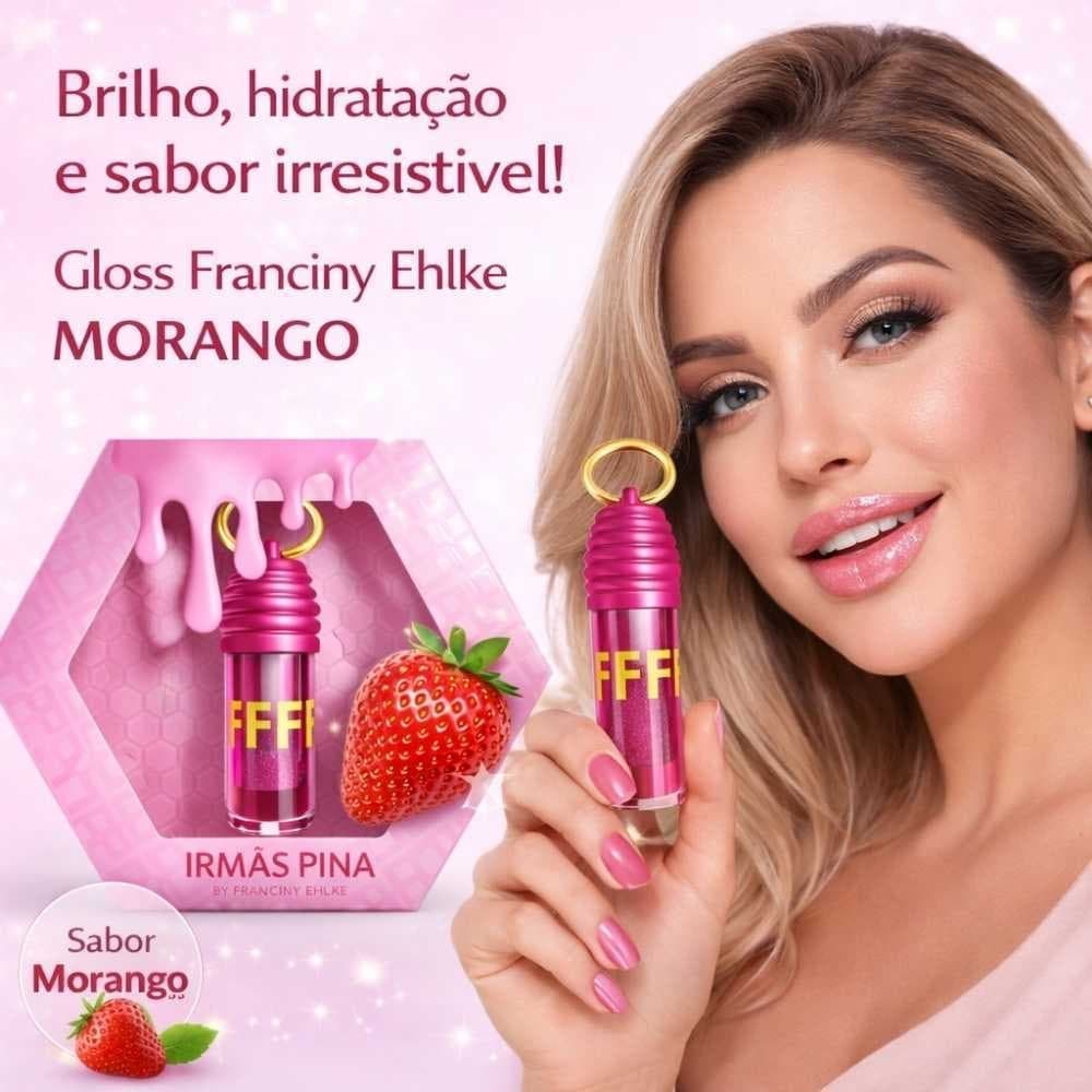 Kit Gloss Labial Hidratante LipHoney + Sabores (Morango, Manga, Uva,etc | Brilho Intenso Estilo Fran