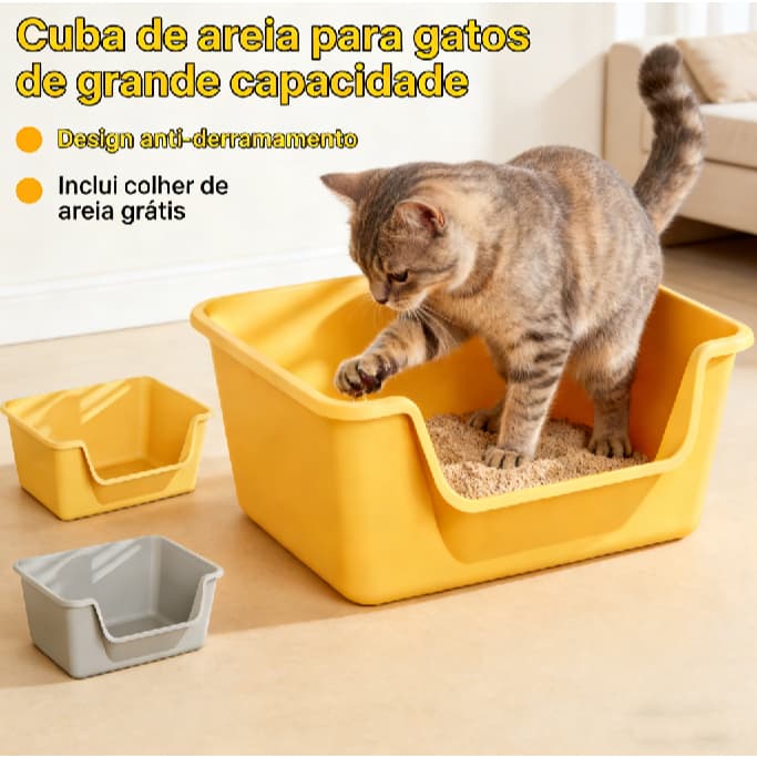 Caixa De Areia Alta Para Gato Grande Gigante Bandeja Areia Gato Caixa De Areia Para Gatos Semifechada