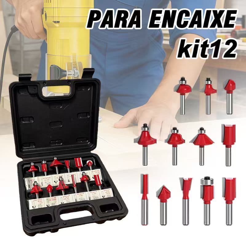 Jogo Fresas Para Madeira Tupia, Kit 12 Peças 6.00mm Cortes Precisos