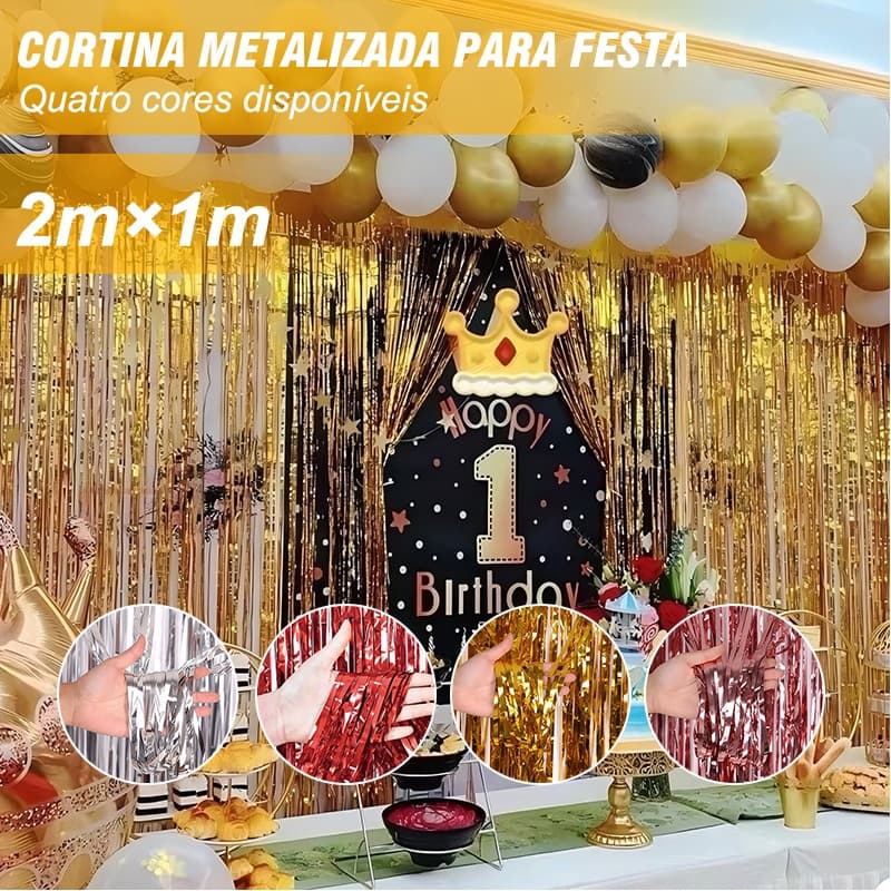 1/2/3 Peças Cortina Metalizada Para Festa 2M X 1M Painel Decoração Festa