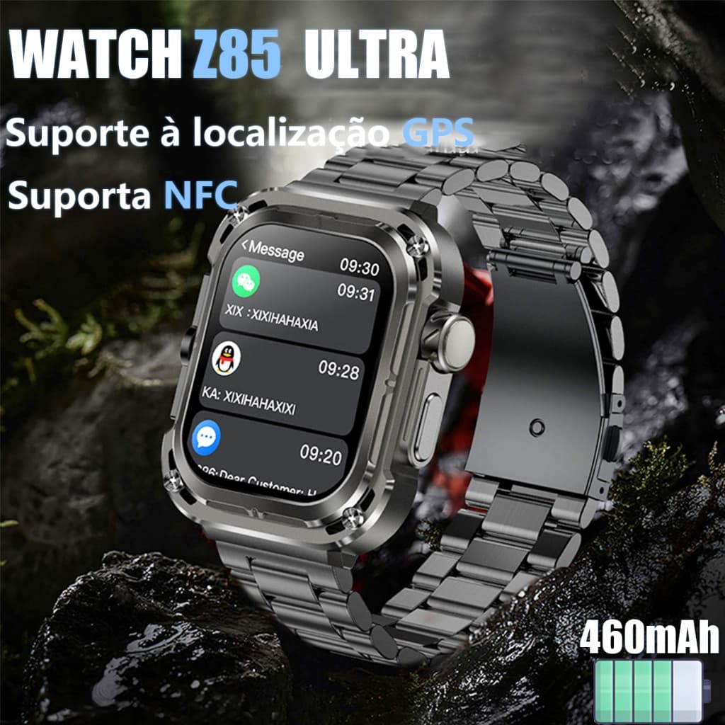 2026 Smartwatch Z85 Ultra Max para Homens À Prova d'água Suporta NFC  Localização GPS Longa Autonomia