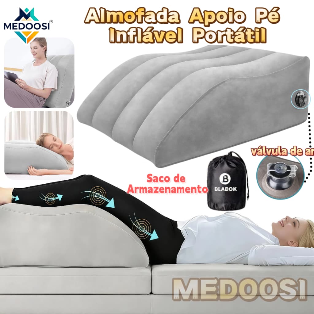 MEDOOSI Almofada Apoio Pé Inflável Portátil Cunha Elevada - Elevação Ergonômica para Pernas e Pés | Ideal para Viagens
