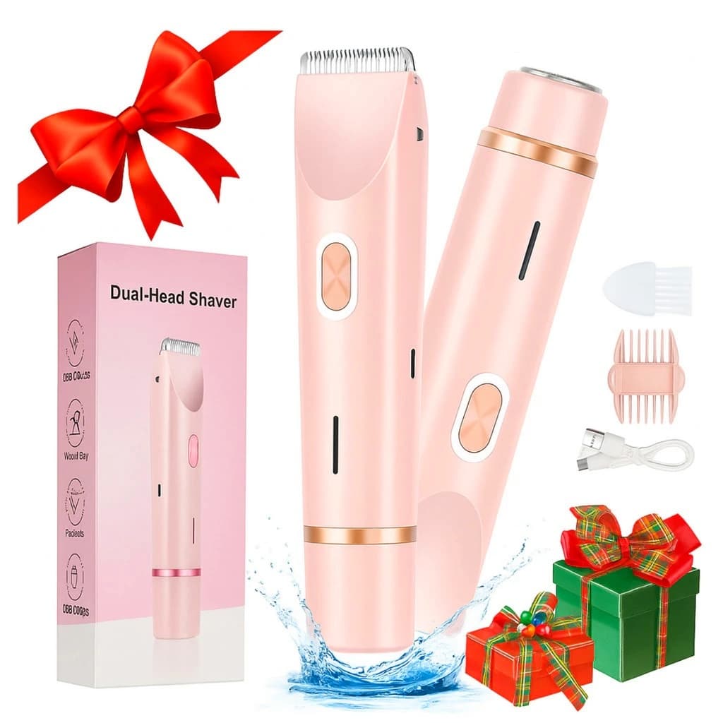 💖Depilador Elétrico Feminino 2 Em 1 Recarregável À Prova D’água Cabeça Dupla Para Corpo e Biquíni