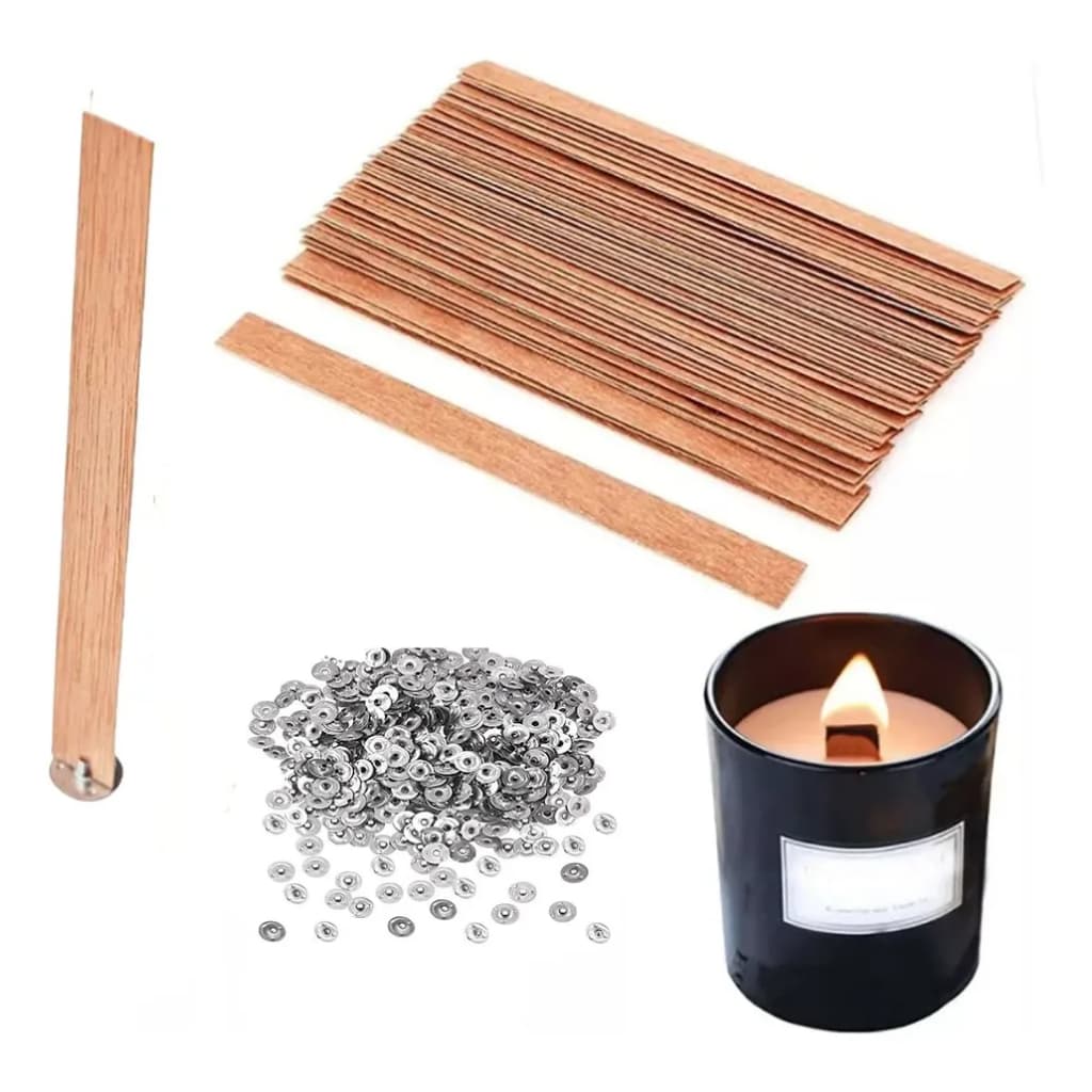 Kit 100 Unidades De Pavio De Madeira + Ilhós Redondo