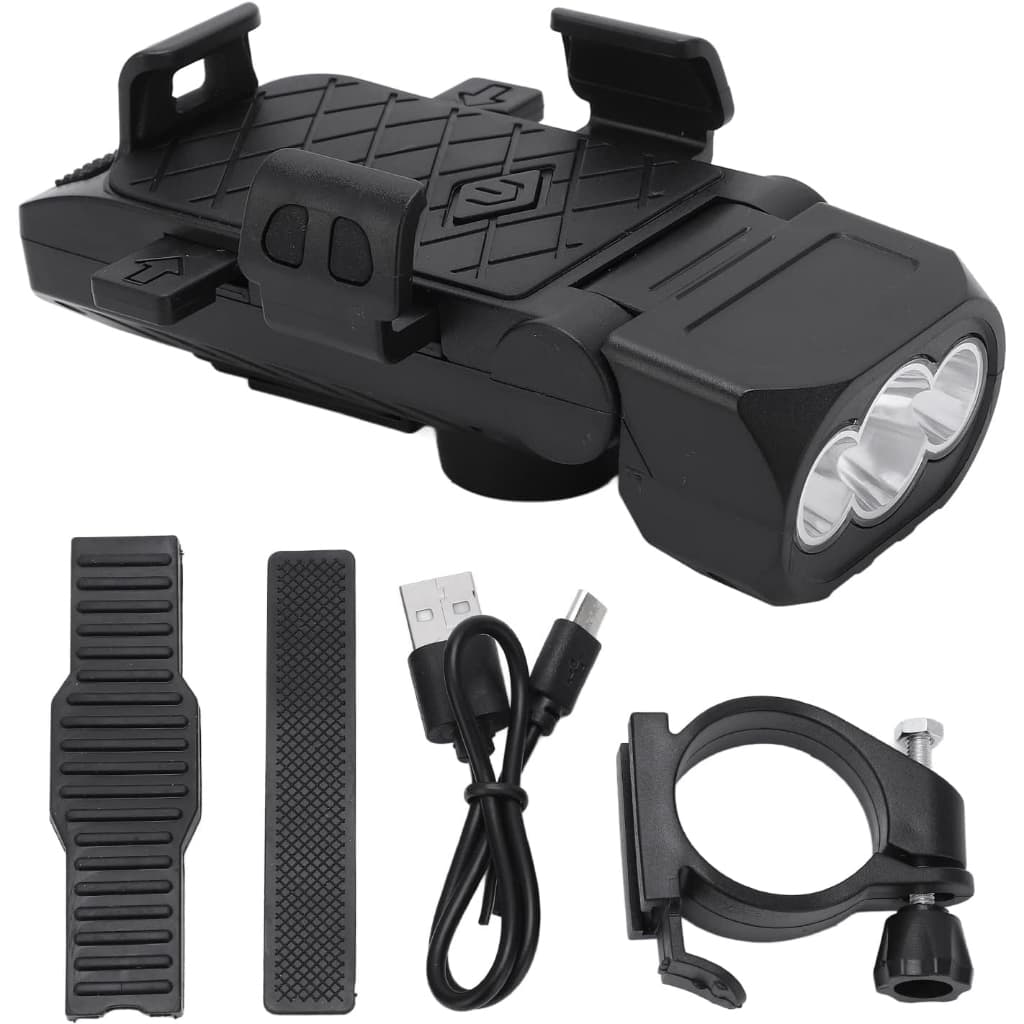 Kit Lanterna Bike Com Buzina 4 Em 1 Multifuncional 12 Horas À Prova D'Água Recarregável