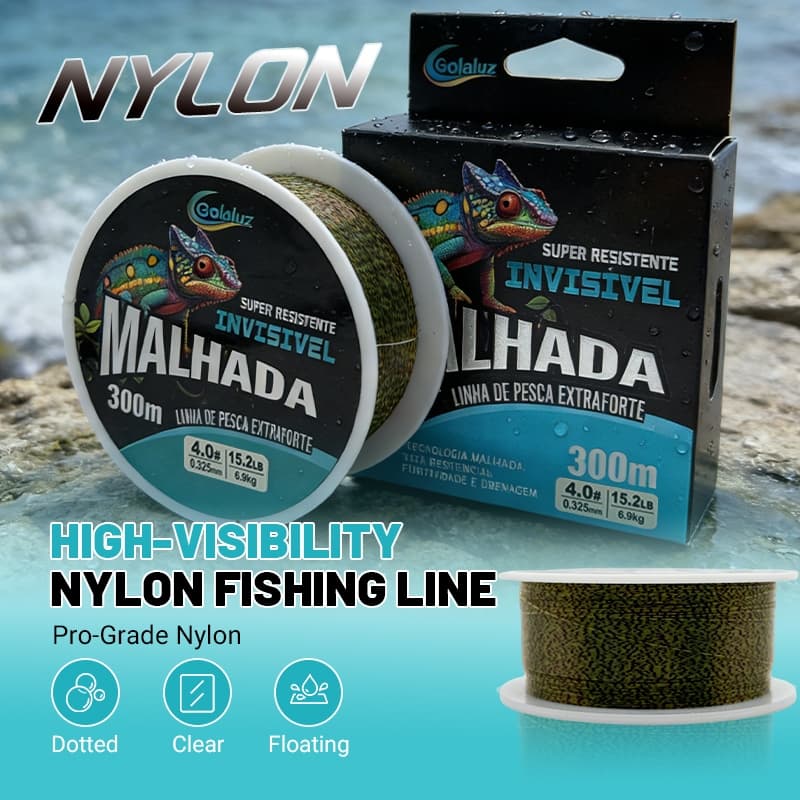 Linha de Pesca Manchada 100m 300m 500m - Nylon Monofilamento Alta Resistência