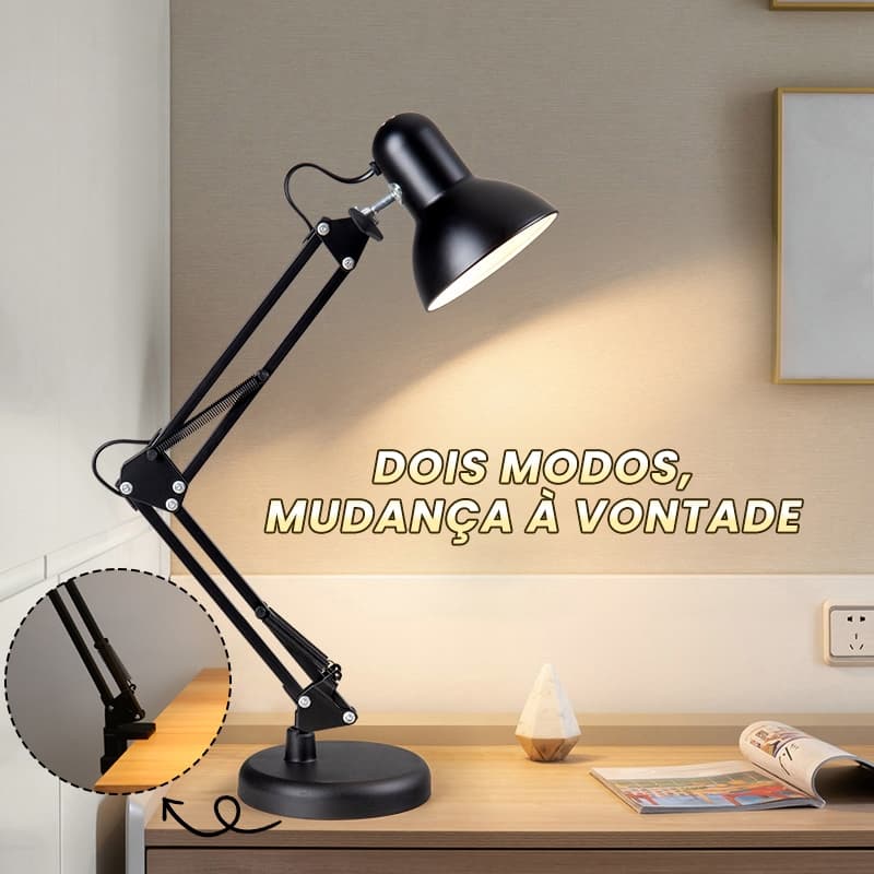 Luminária de Mesa desk LED Bivolt Base de Madeira - Branca ou Preta