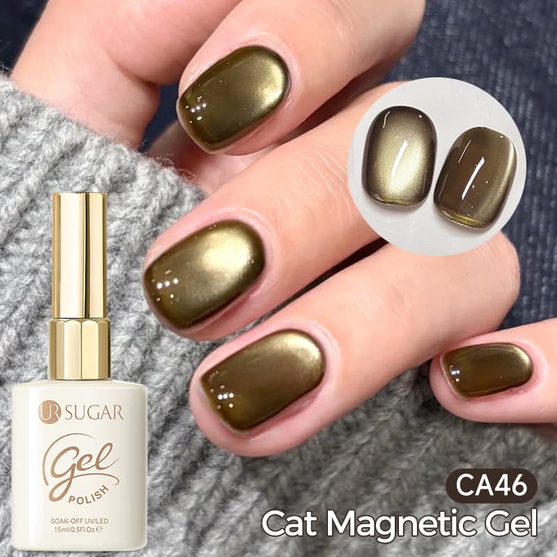 UR SUGAR 15ml Gato Magnético Olho Gel Polonês Outono Noite Café Marrom Vidro Grânulo Embeber UV LED Manicure Arte