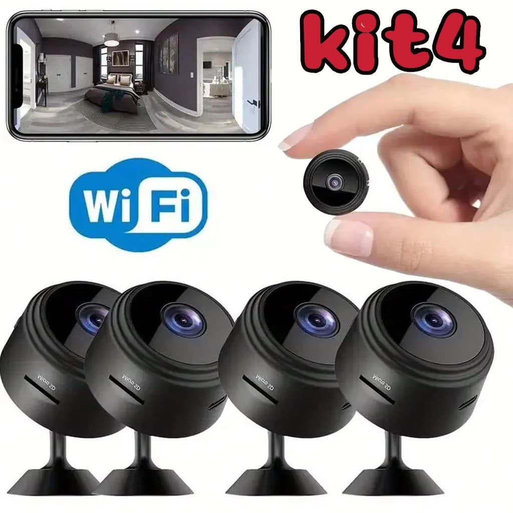 KIT4 A9 Mini HD 1080P WiFi Kit De Câmera De Segurança Doméstica Com Detecção Humana E Visão Noturna