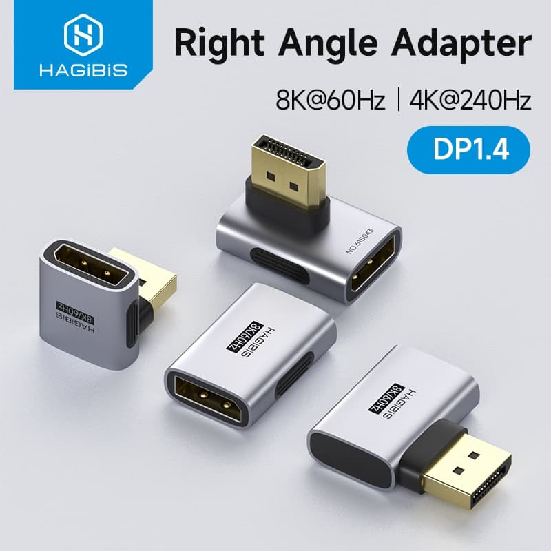 Hagibis DisplayPort Adaptador Ângulo Direito 90 Graus Macho Para Fêmea Porta De Exibição Conector Cabo Extensão Convente