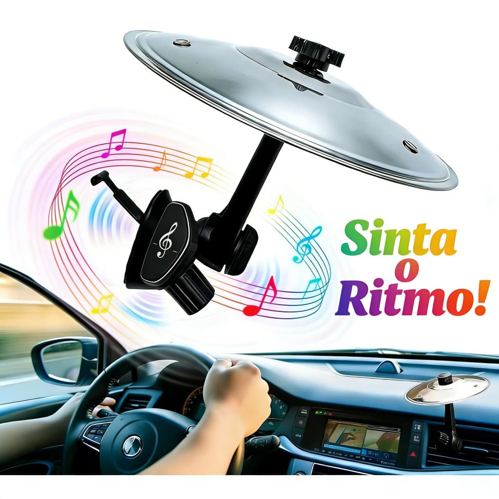 Conjunto de Mini Bateria com Ventilação de Ar e Suporte Ajustável para Interior de Carro
