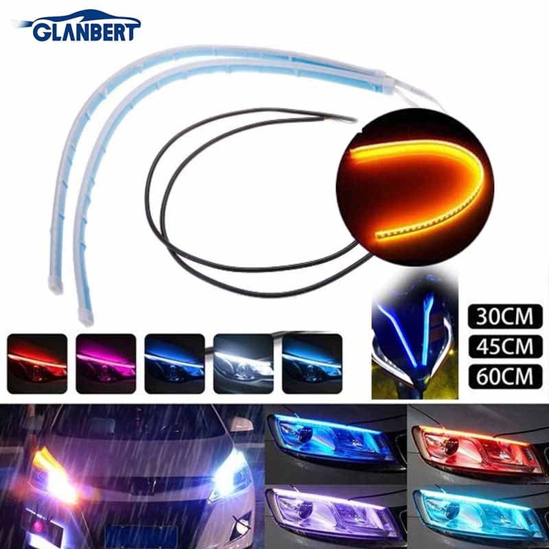 Acessórios De Iluminação Automotiva : Faixa De Superfície De Farol LED Flexível , Luzes Sequenciais Brancas E Âmbar Diur