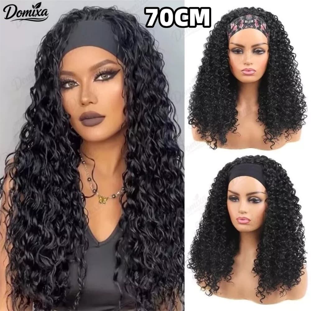 70CM Peruca Cacheada Peruca longa Peruca de Para Uso Diário Feminino DO