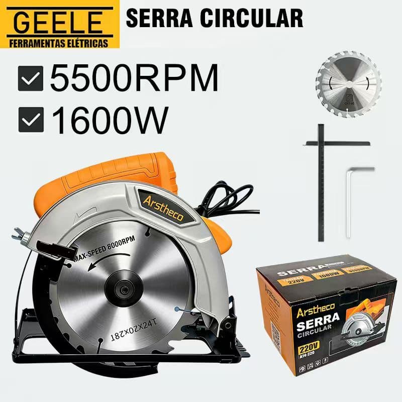 Serra Circular 1100W Com Disco de Corte Serra Para Madeira 5500RPM 110V e 220V