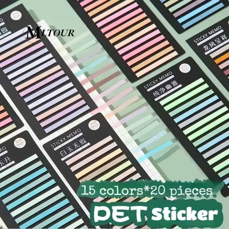 Novas 300 Folhas Notas Adesivos de índice ultrafinos, marca de adesivos transparente, notas adesivas colorida