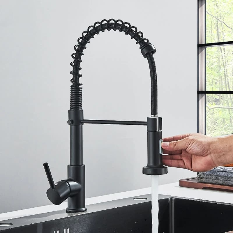 Torneira Gourmet de bancada de cozinha, torneira de Metal quente e fria com tubo de extensão de Spray