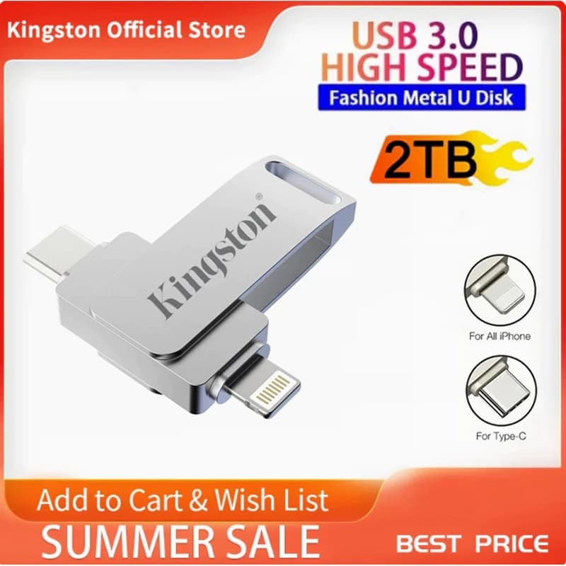 Kingston USB 3.0 Flash Drive 1 Tb 2 Tipo-C Pendrive Stick Para iPhone iPad/Lightning 3IN1