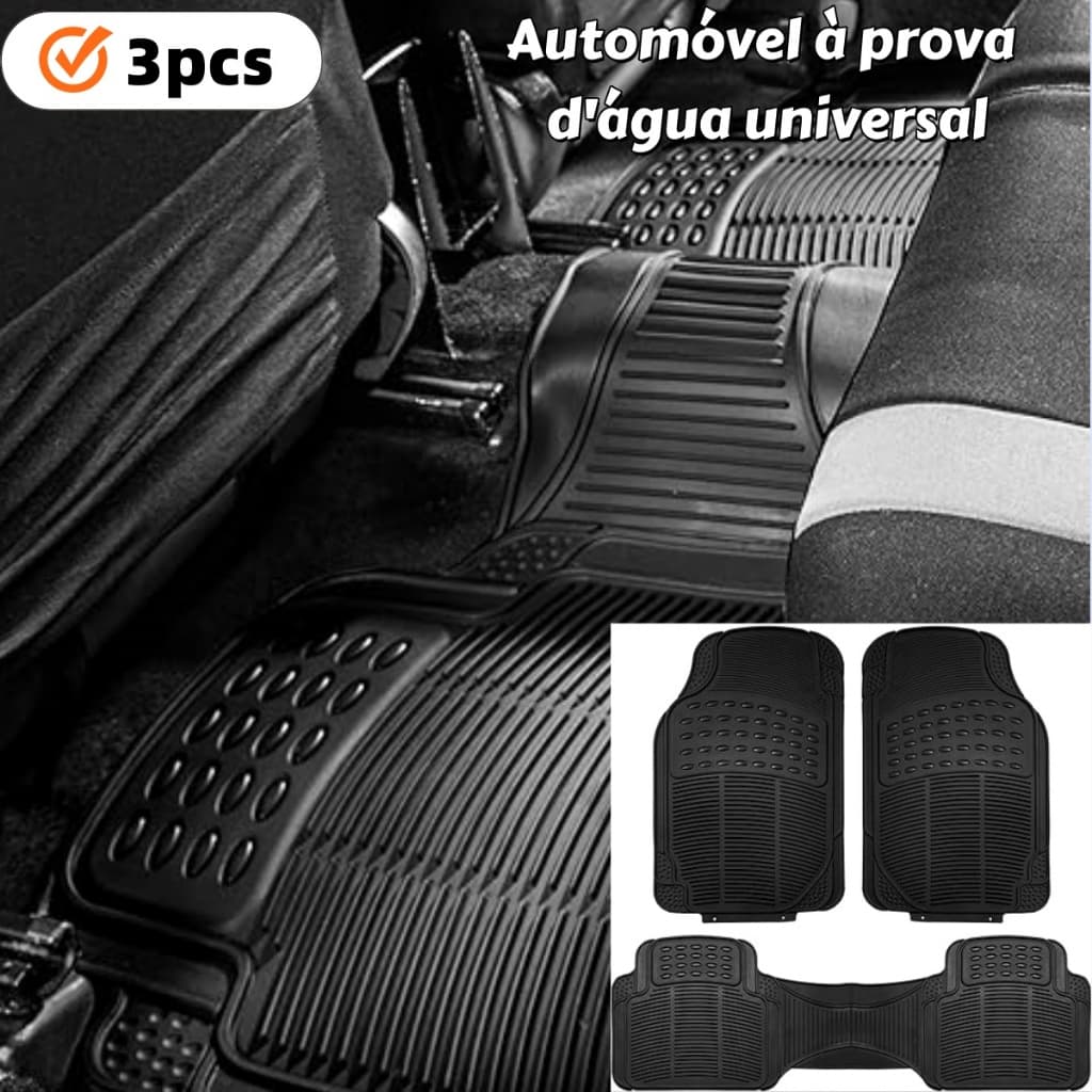 Tapete Borracha Automotivo Universal Para Carro Traseiro inteiriço Jogo 3 peças