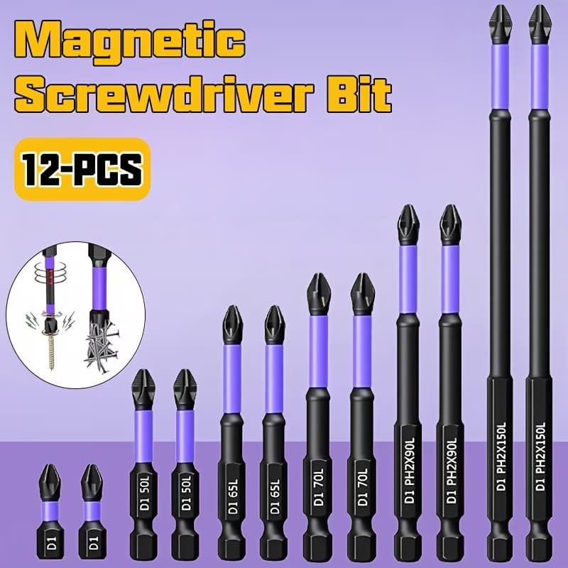 Bits Magnético Ponteira Philips Parafusadeira Ph2 Jogo 12 Pcs Imantado Antiderrapante Com Imã Sextavado