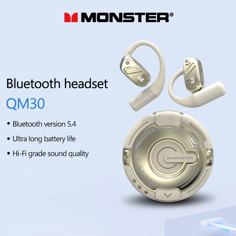 Monster QM30 Fone De Ouvido Bluetooth Com Cancelamento De Ruído Inteligente HIFI Estéreo À Prova D'água Longa Vida