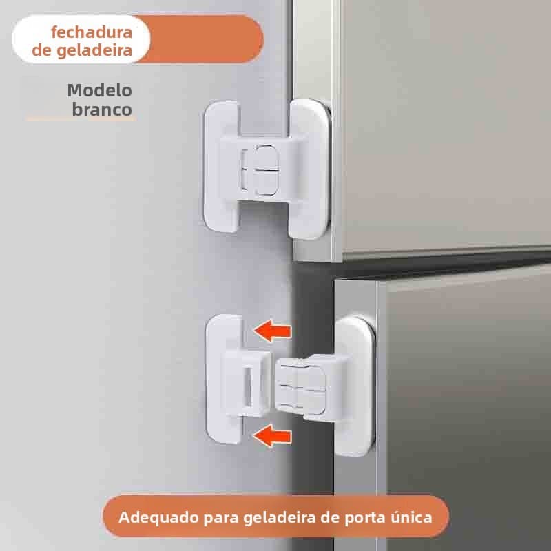 Fecho Automático De Porta De Geladeira Com Trava De Segurança Para Bebês-Fácil Instalação , Sem Necessidade De Ferrament