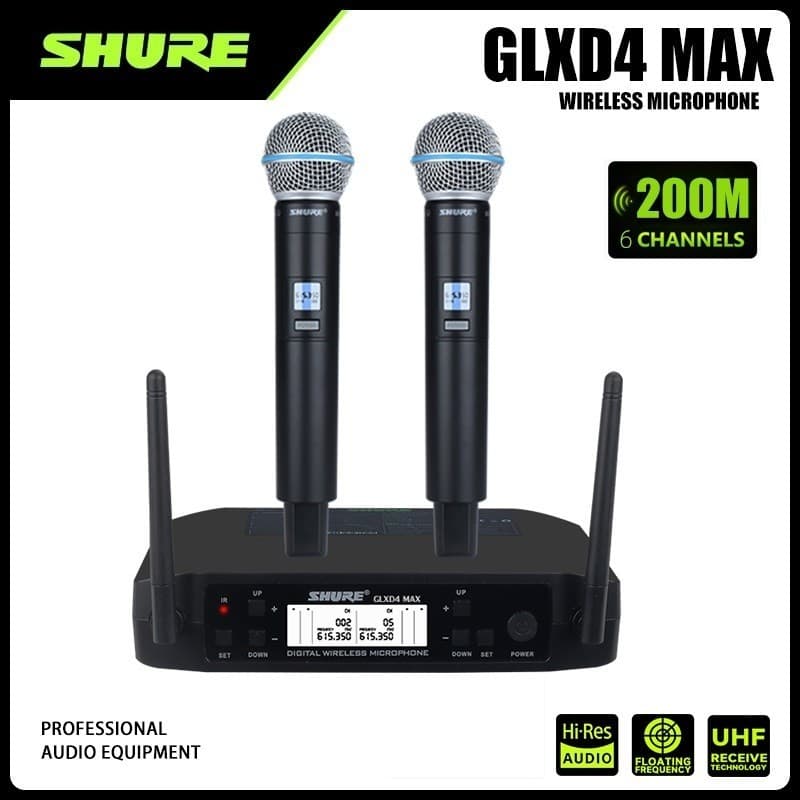 Shure Glxd4 Dois Microfone Profissional Sem Fio KTV FM Performance U Band Beta58a