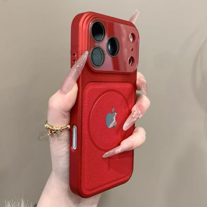 Para iPhone 17 16 15 14 13 Pro Max Luxo Carga Caso De Couro Magnético Fosco À Prova De Choque Lente Pára-Choques Capa Co
