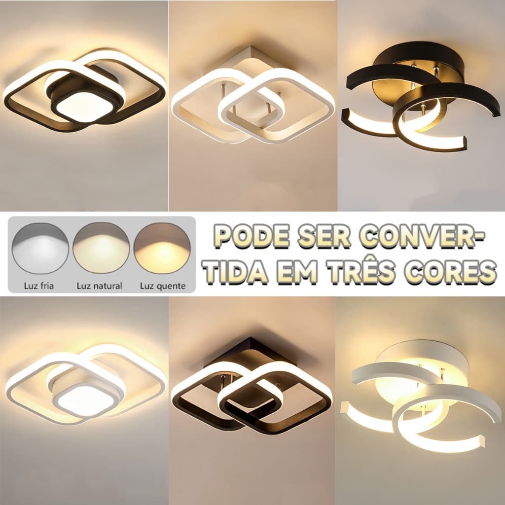 Plafon LED Moderno 24W Em 3 Cores (110V/220V) Para Corredores , Salas De Estar , Quartos , Cozinhas