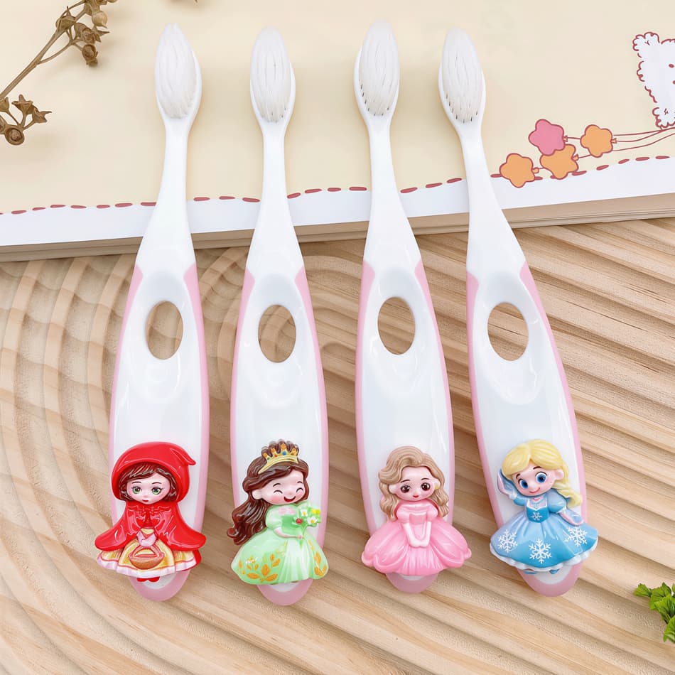 Escova de dentes infantil de 3 a 6-12 anos, princesa, cerdas macias, proteção Premium para gengivas, proteção para os de