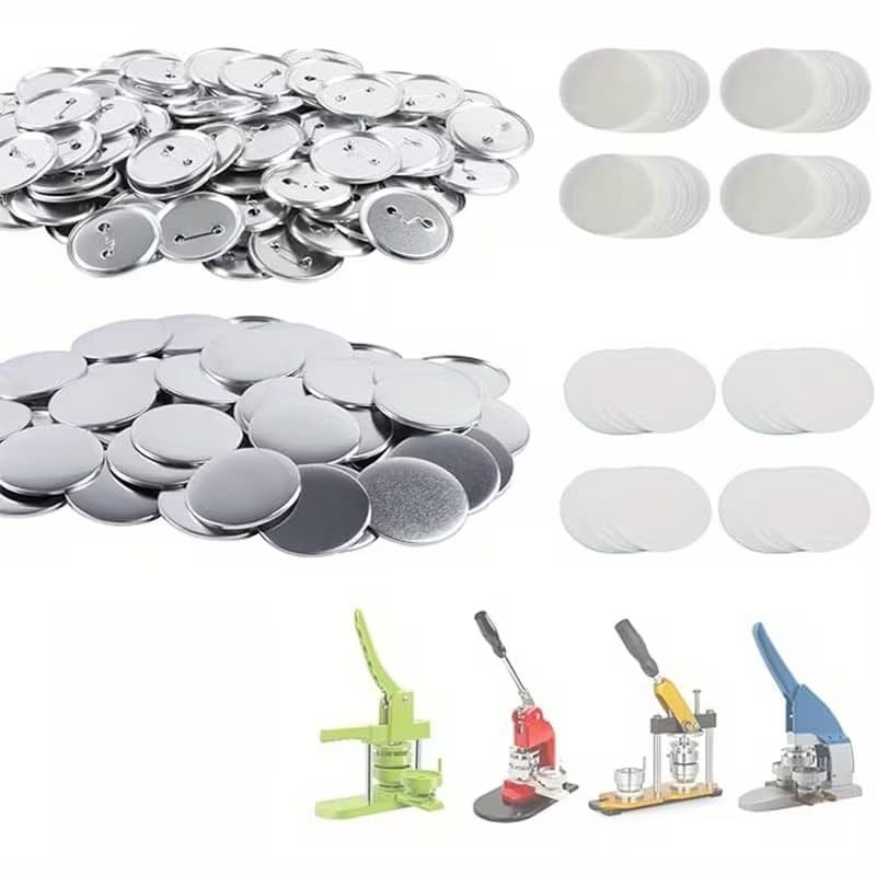 100 Sets of Round Button Components, Measuring 32/44/58Mm , Designed for Use with a Button Maker Machine