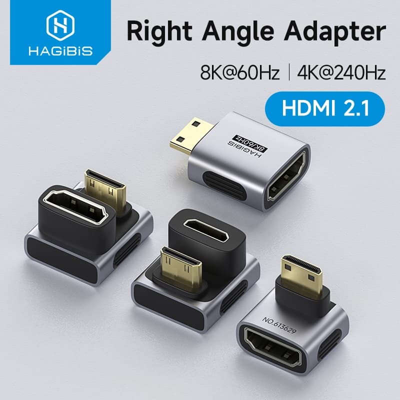 Hagibis mini Adaptador HDMI Para Ângulo Reto 90 Graus Macho Fêmea Conector Em Forma De L Conventer Alta Taxa De Atualiza