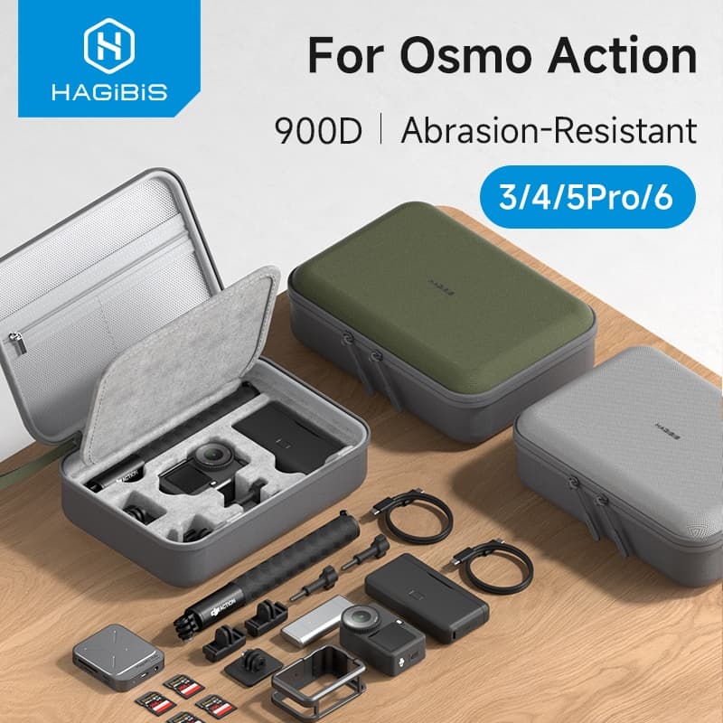 Hagibis Maleta De Transporte Para DJI Osmo Action 5 Pro/6/5/4/3 Câmera De Ação Portátil Bolsa De Armazenamento De Viagem