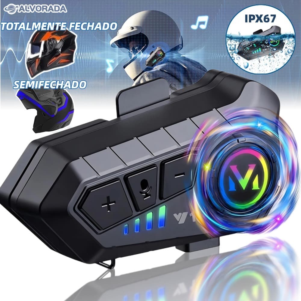 Y10 Fone De Capacete Com Luz Ambiente Bluetooth 5.3  Para Capacete Ipx6 À Prova D'água Para Motocicleta-alv