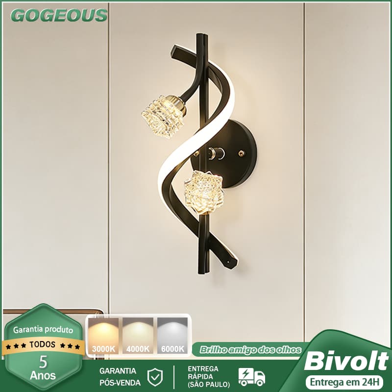 110V-220V Arandela De Parede Interna LED 3 Cores Luminaria de parede Luxo Nórdico Requinte