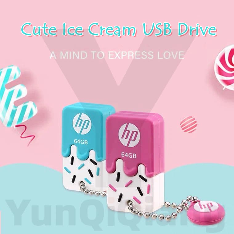 Unidade USB Flash De Sorvete HP 2.0 De Alta Velocidade 16GB 32GB 64GB 128GB Pendrive Plug and Play
