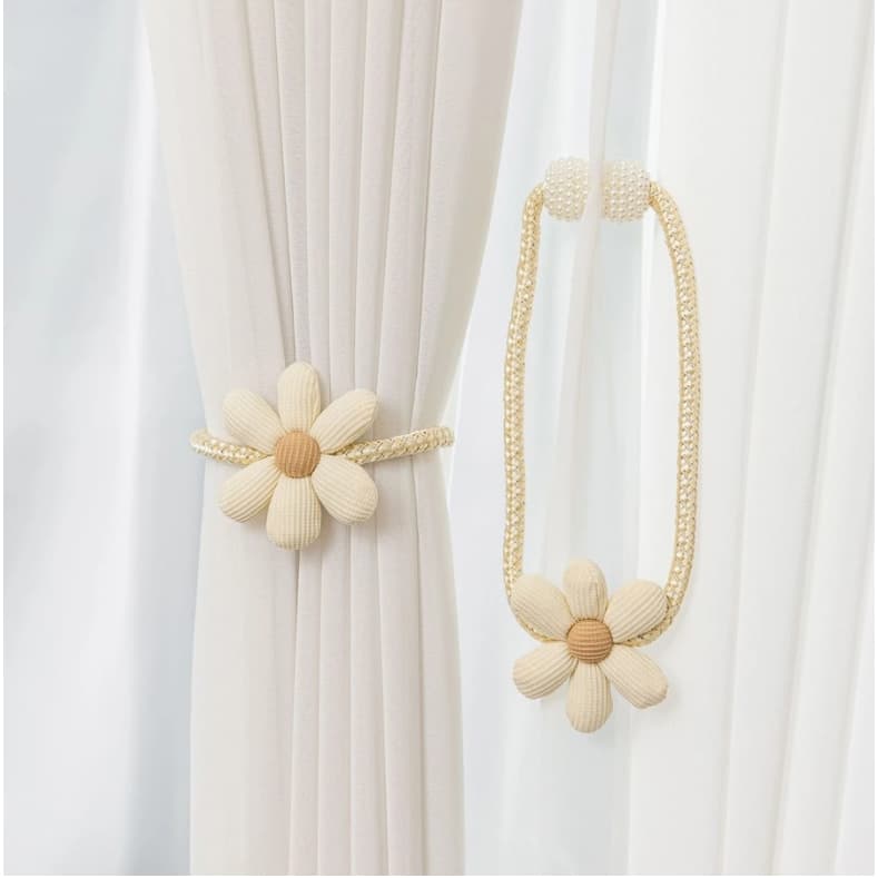 2 Peças Tiras De Cortina Floral Clipe De Pérola Tiebacks-Decoração De Flores Durável Para Quartos De Crianças