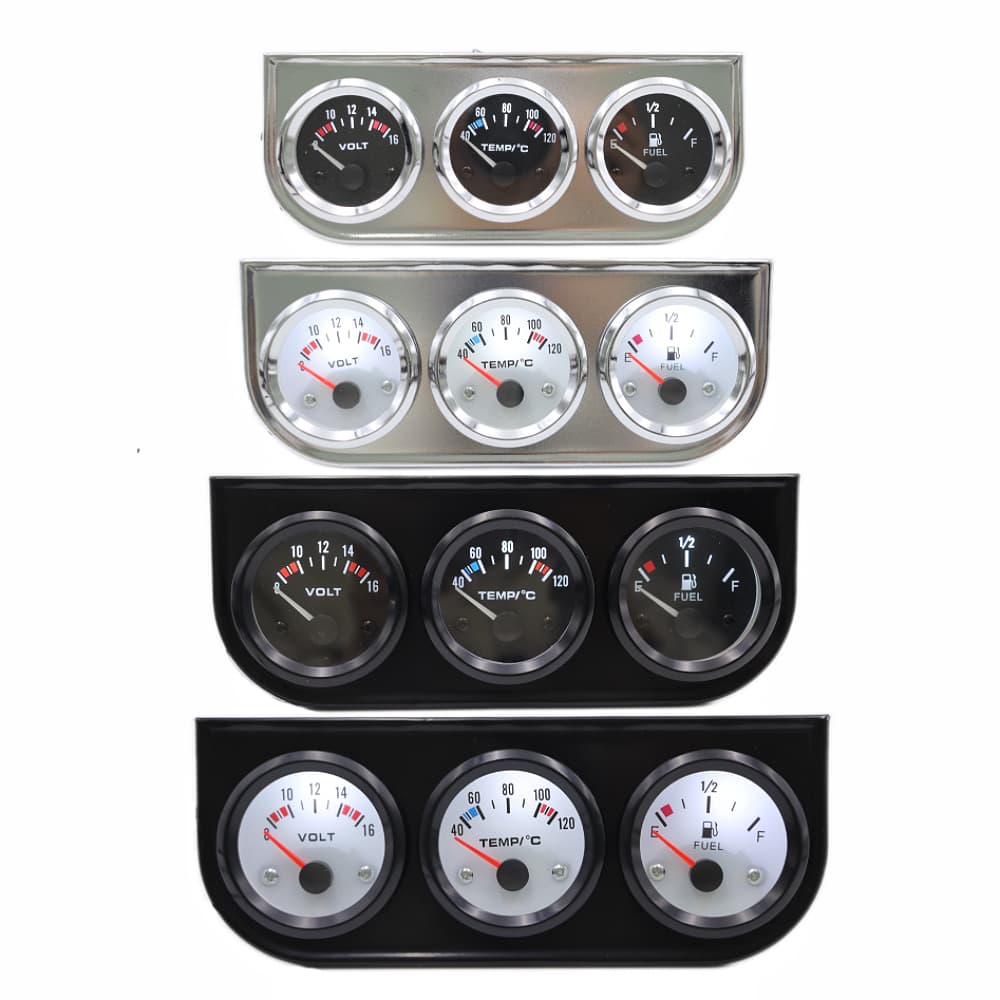 52mm 3 Em 1 Medidor Automático Nível De Combustível + Volt + De Temperatura Da Água Do Carro Com Sensor Kit De Triplo Un