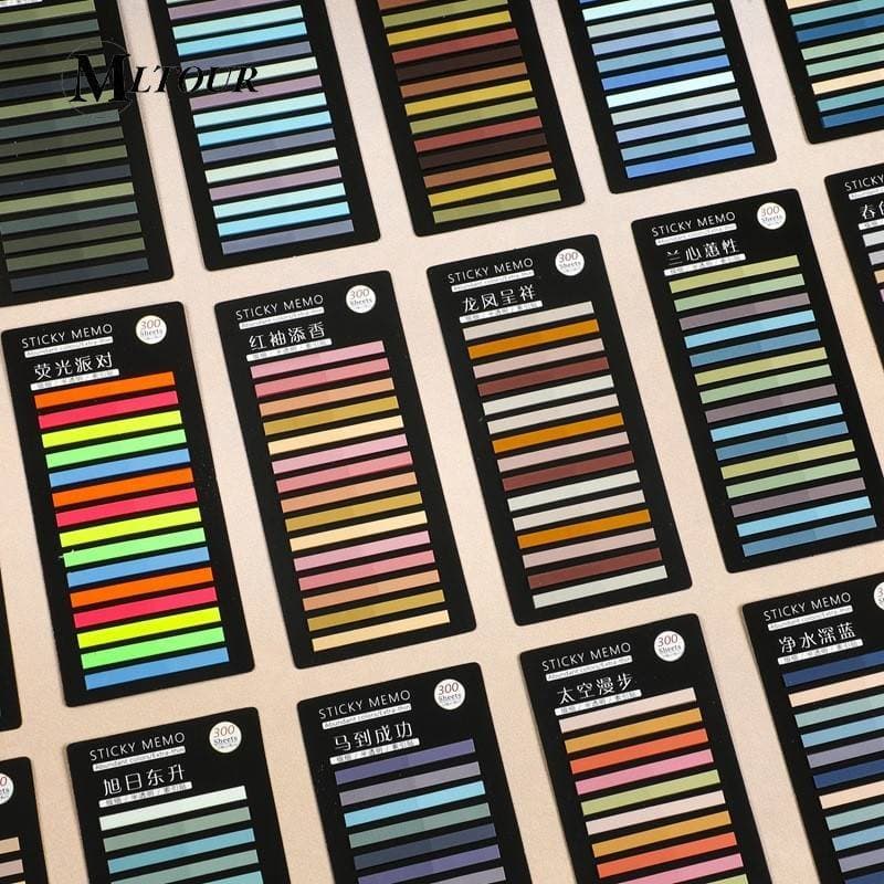 3 peças 900 folhas translúcido Ultra-fino PET índice adesivos cor classificação marca notas pegajosas fluorescente nota